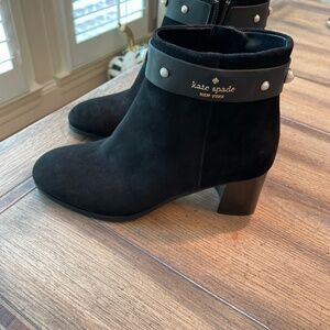 Kate Spade Black Suede with Pearl Embellishments Short Boots Size 6